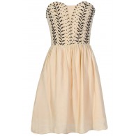 Antique Bronze Embellished Dress in Ivory